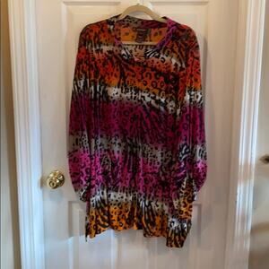 Multiples 3X  animal print button down top